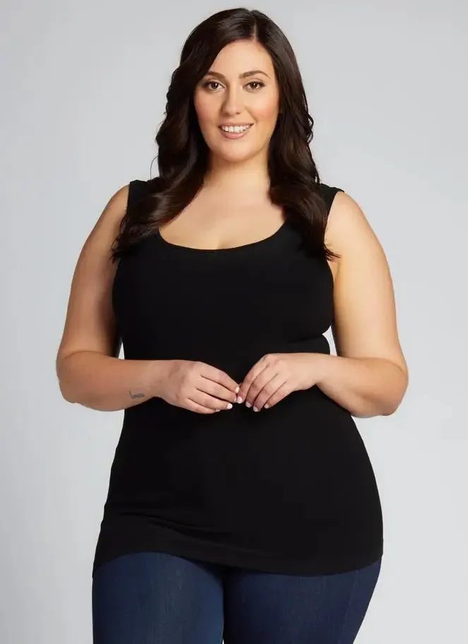 Bamboo Reversible Tank - Plus - Black-