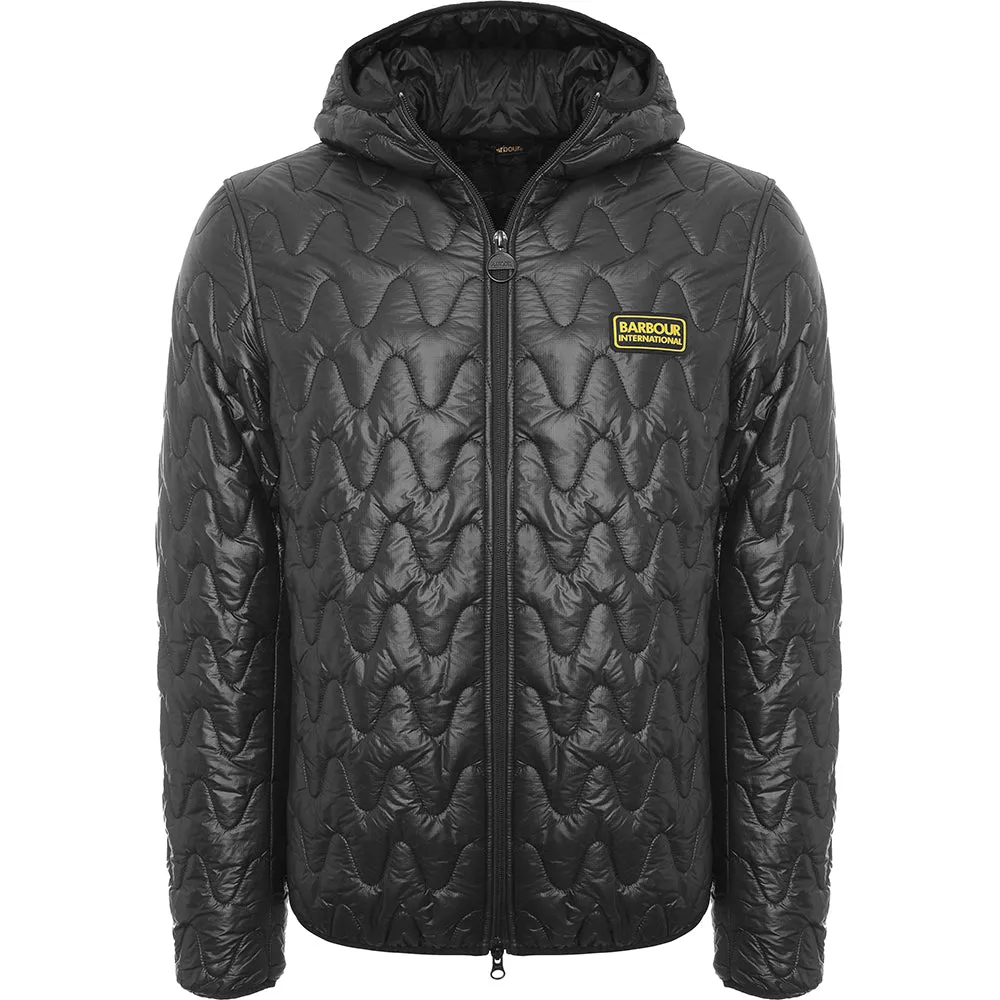 Barbour International Mens Wave Hooded Quilted Jacket In Black