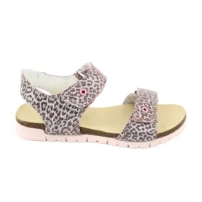 Bartek pink sandals with leopard print 76183-BBK beige grey