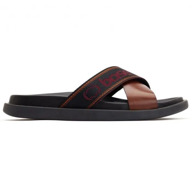Base London  Mens Oracle Waxy Brown Leather Crossover Mules