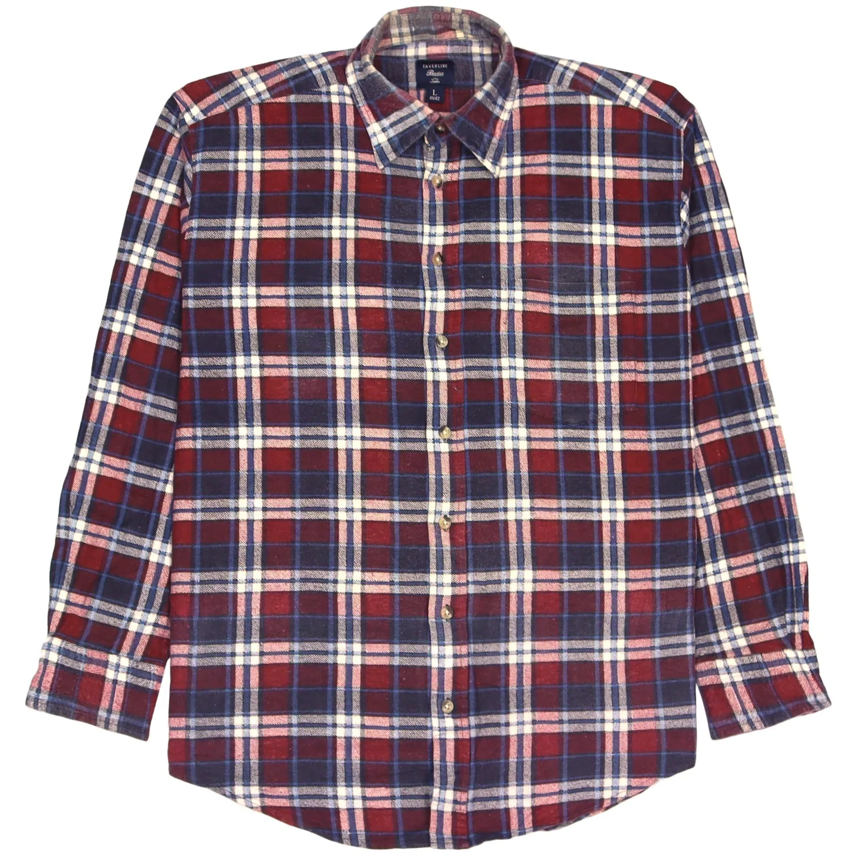 Basics Checkered Flannel Shirt Red Navy Cream