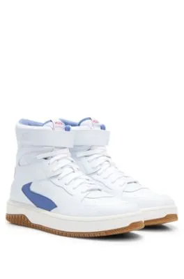 Basketball-inspired high-top trainers with leather and mesh