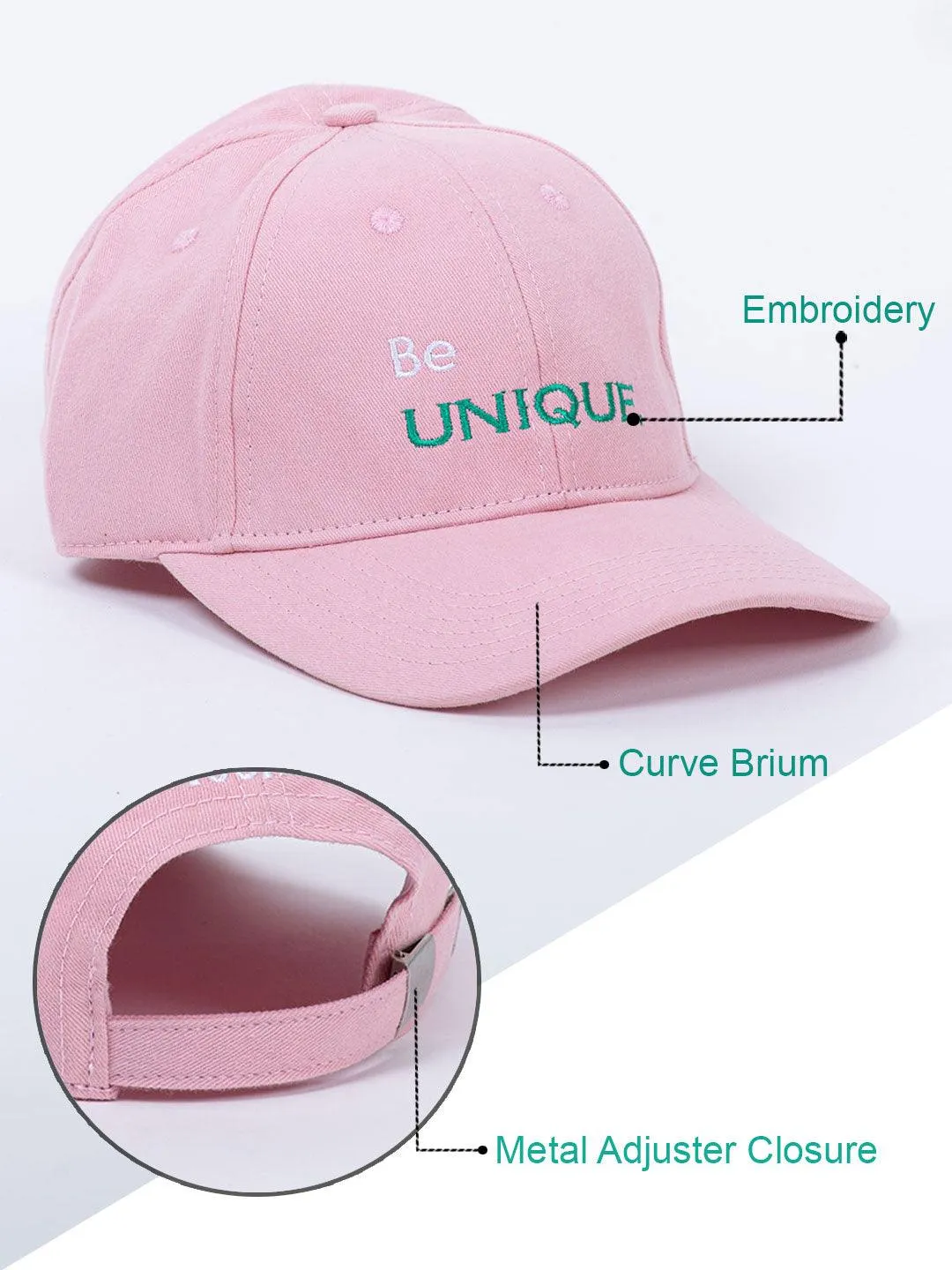 Be Unique Baby Pink Free Size Unisex Baseball Caps