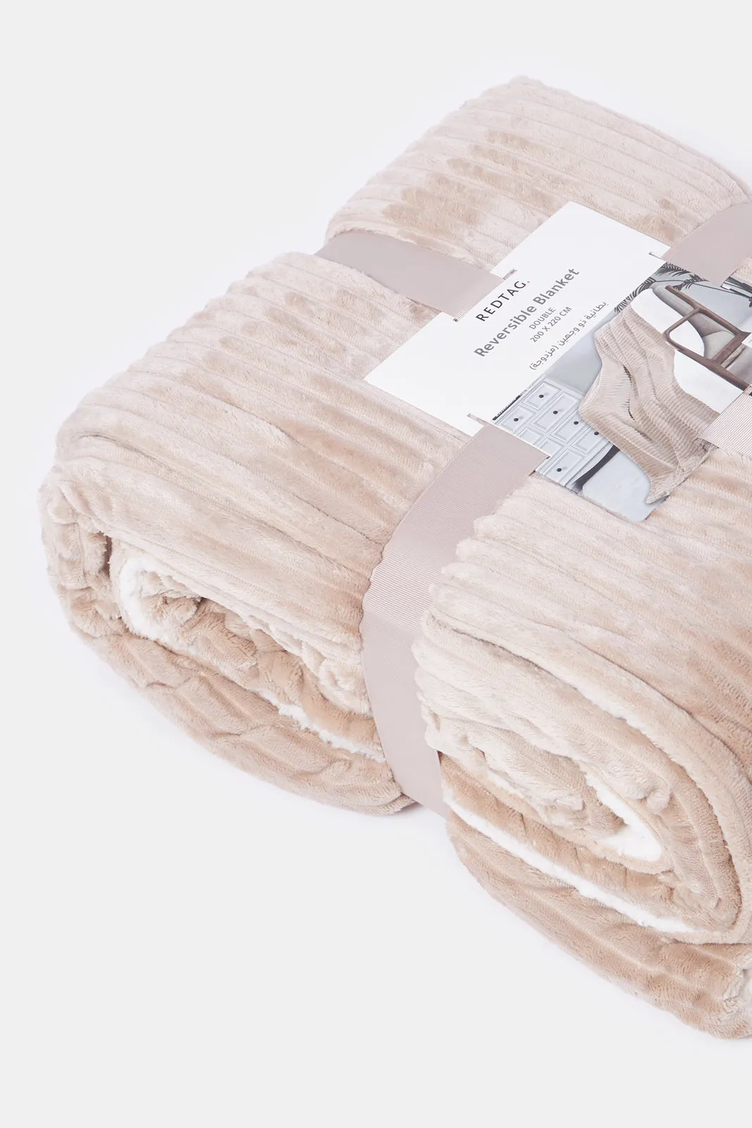 Beige Reversible Sherpa Blanket (Single Size)