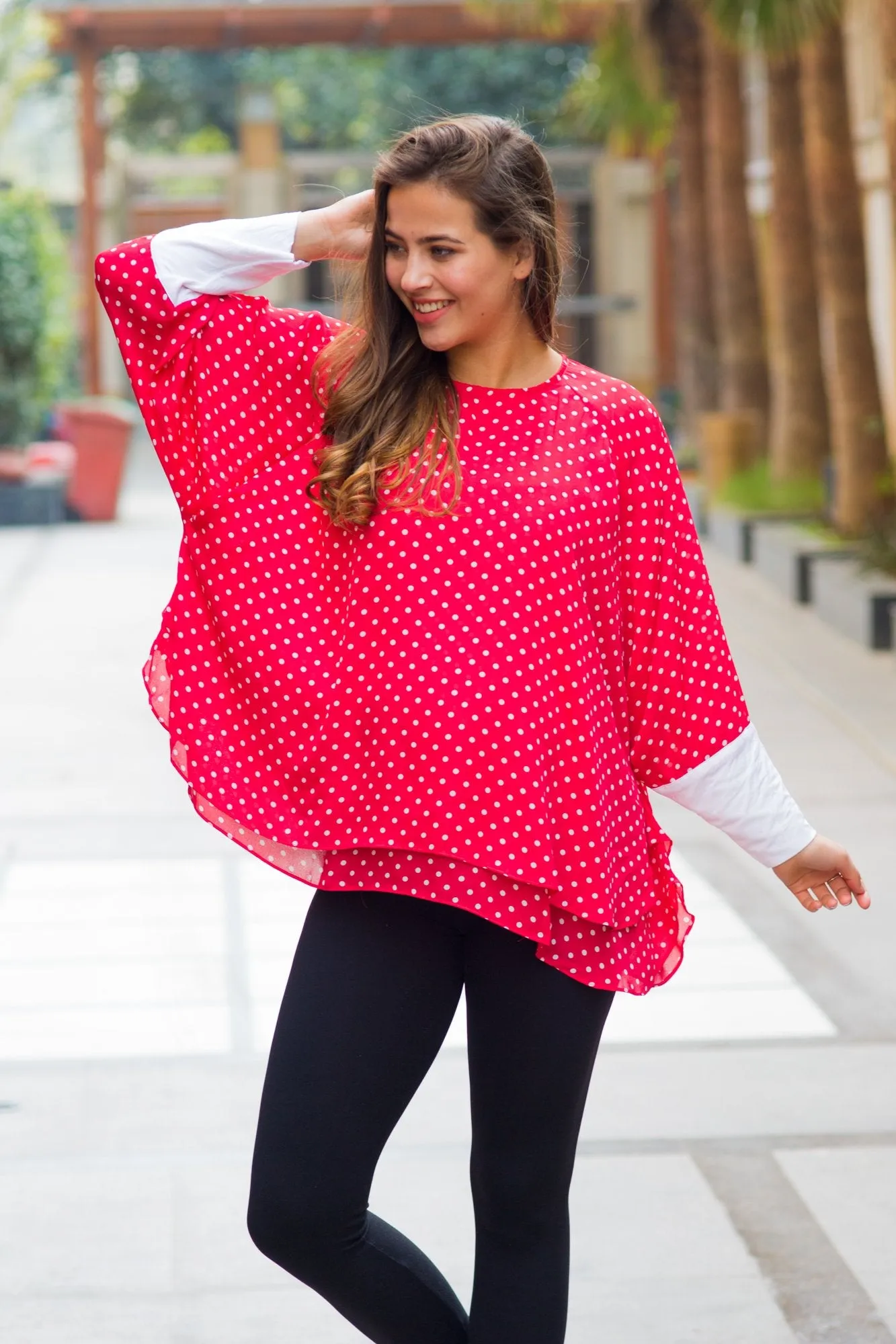 Berry Polka Layered Maternity Top
