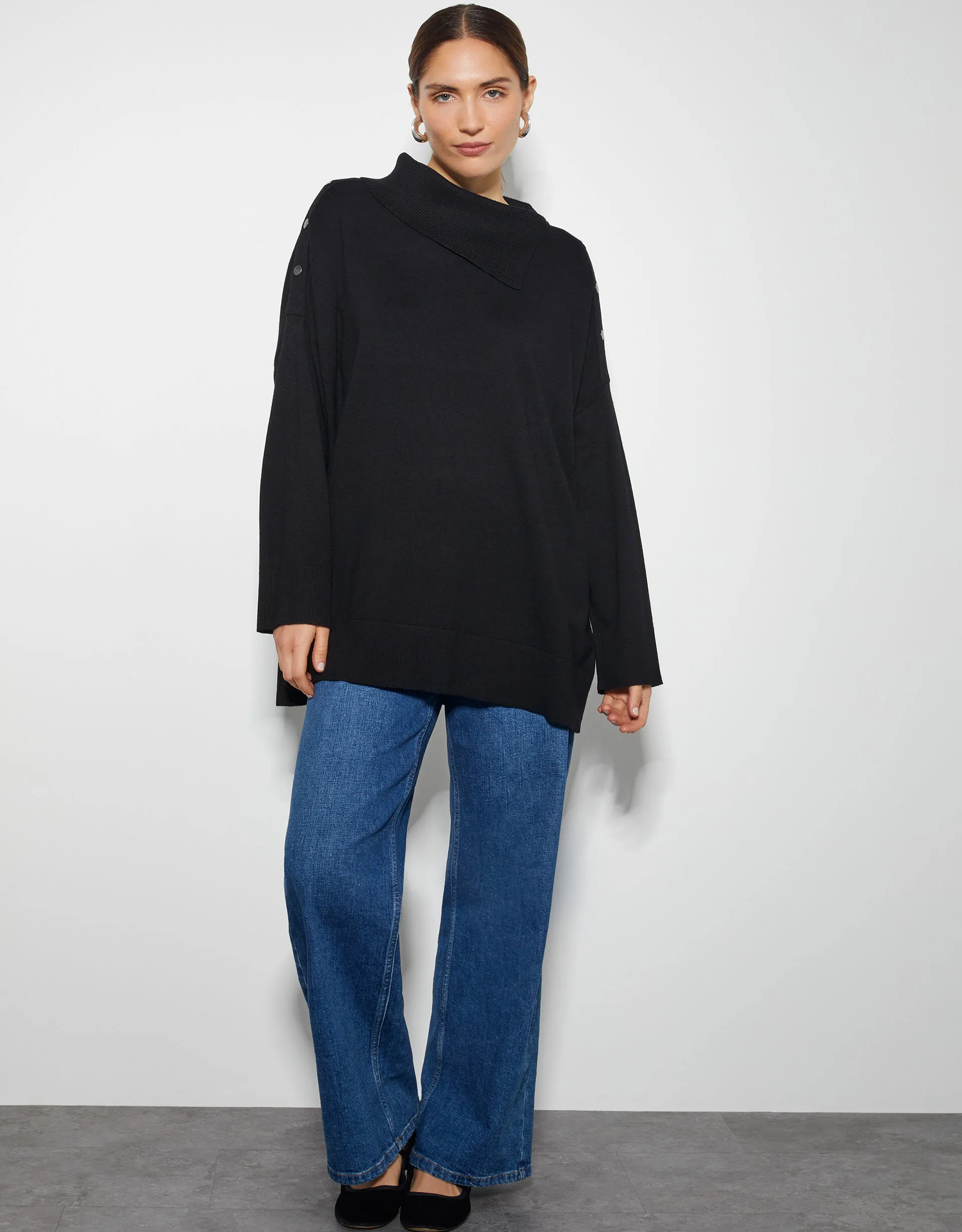 Beth Button Detail Jumper Black