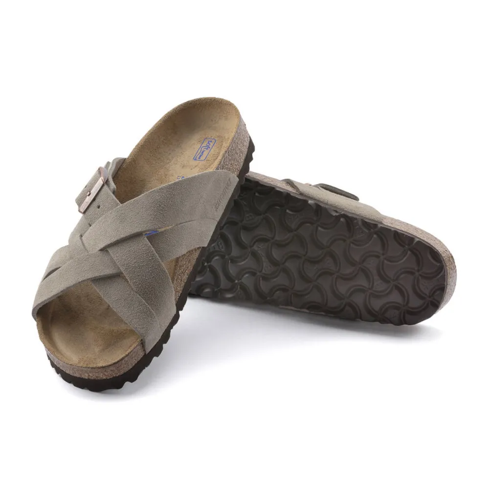 Birkenstock Lugano Soft Footbed Taupe Suede Sandals (Narrow)