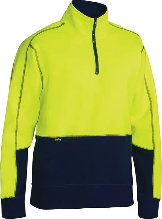 BISLEY Hi Vis Fleece 1/4 Zip Pullover 300gsm