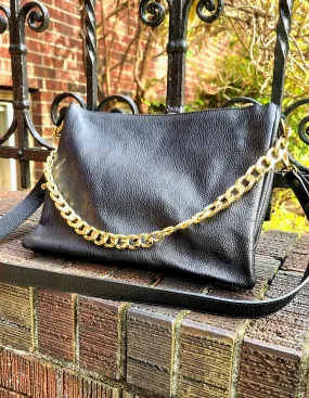 BL37840 Black Leather Shouder Bag
