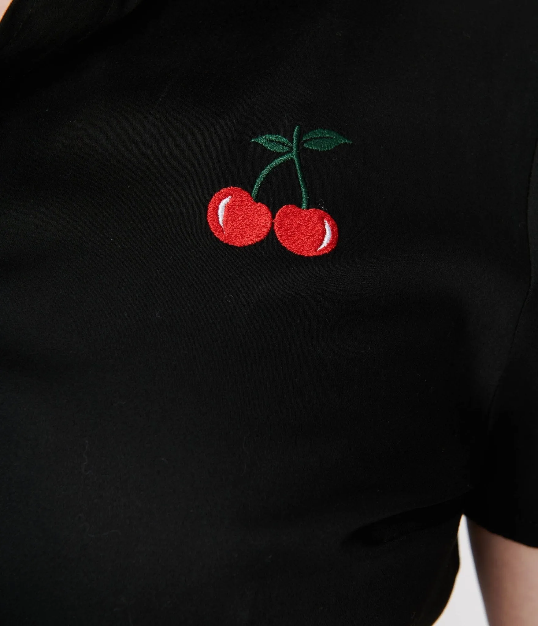 Black & Red Cherry Patch Crop Top