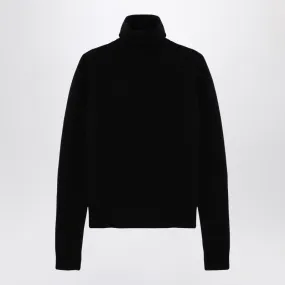 BLACK CASHMERE-BLEND TURTLENECK SWEATER