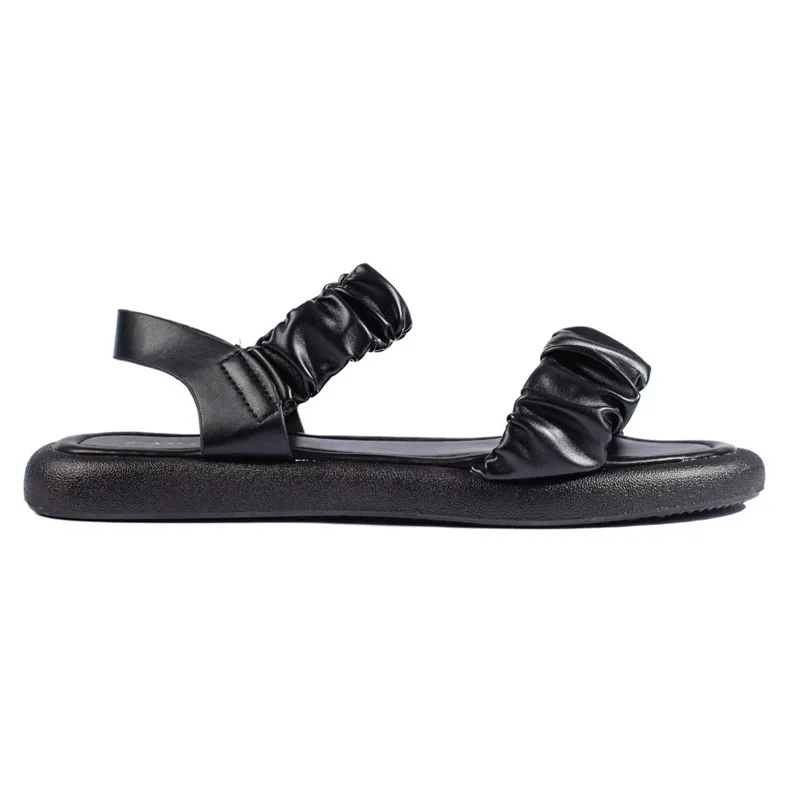 Black comfortable women's slip-on sandals