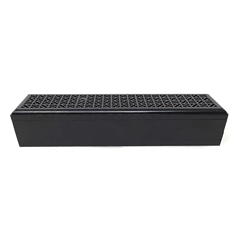Black Finish Wood Incense Box Burner - Large