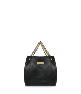 Black leather bucket bag