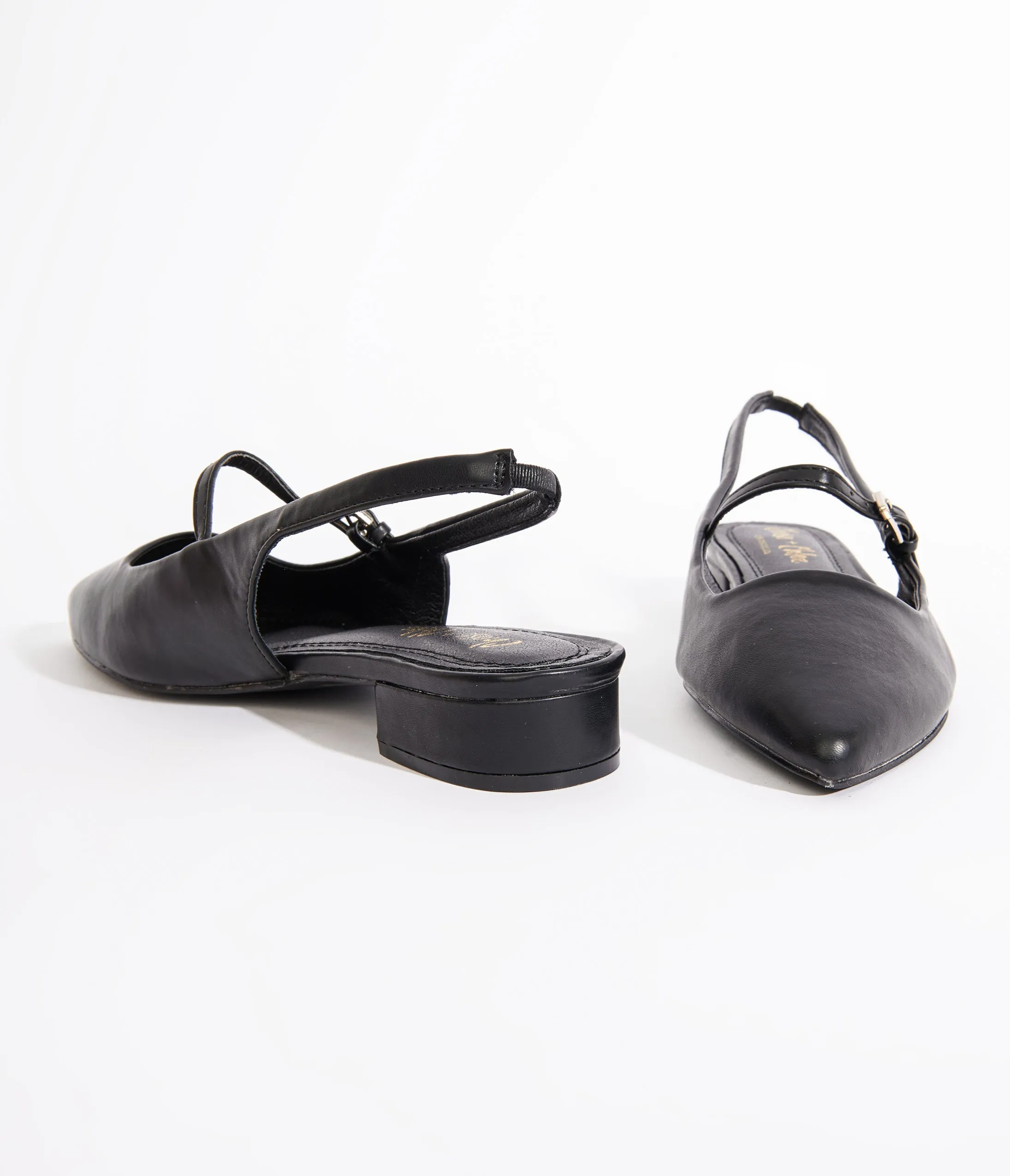 Black Leatherette Slingback Mary Jane Flats