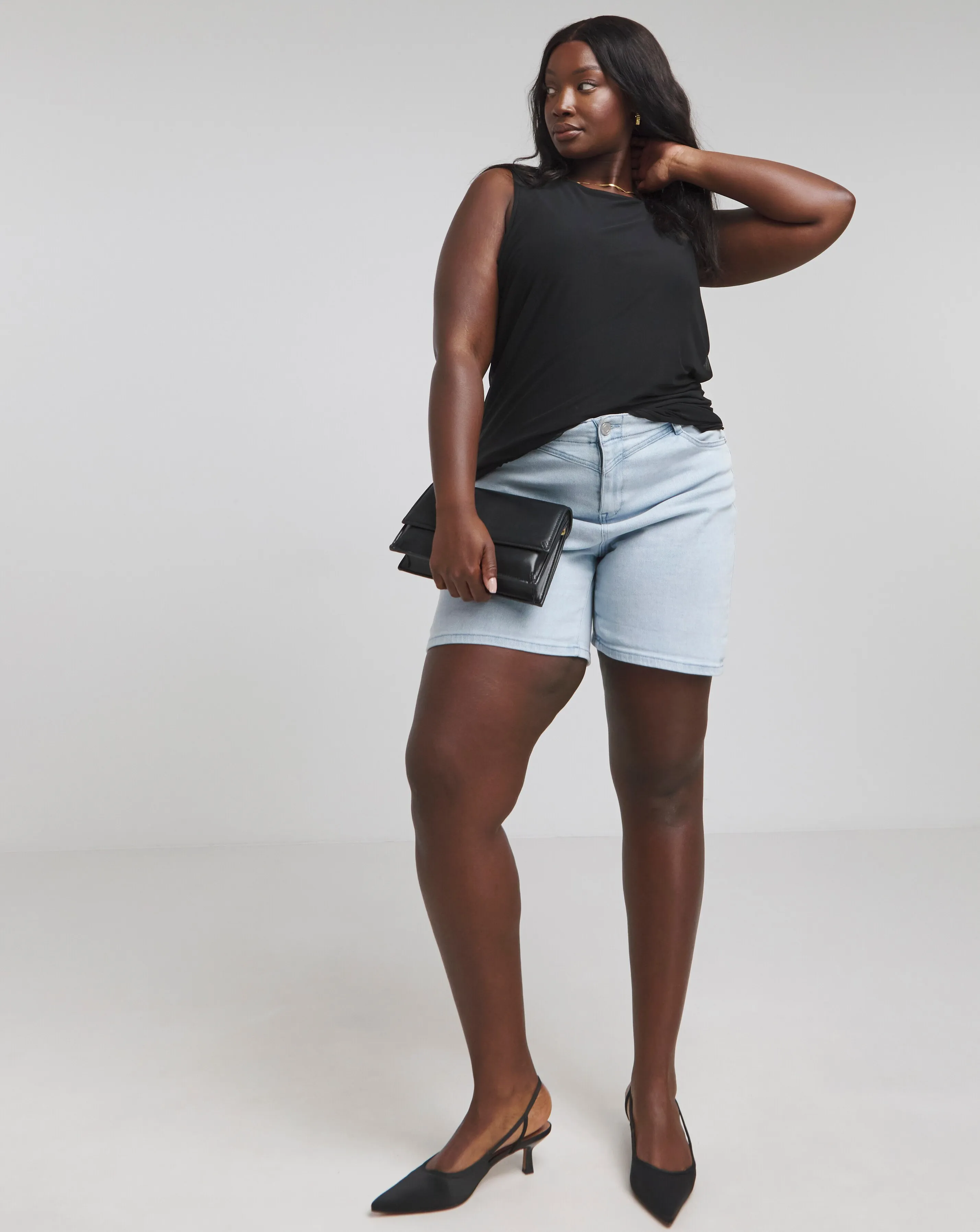 Black Mesh Longline Sleeveless Top | Simply Be