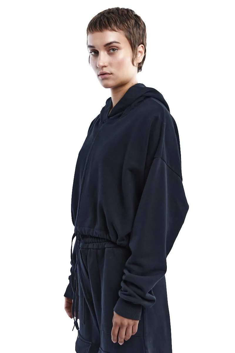 BLACK OVER FLEECE HOODIE