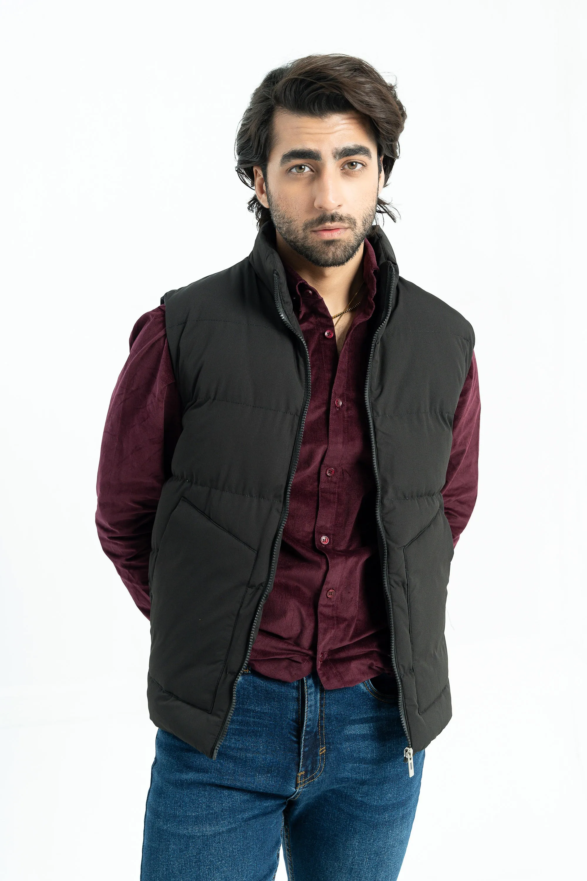 Black Quilted Bomber Jacket