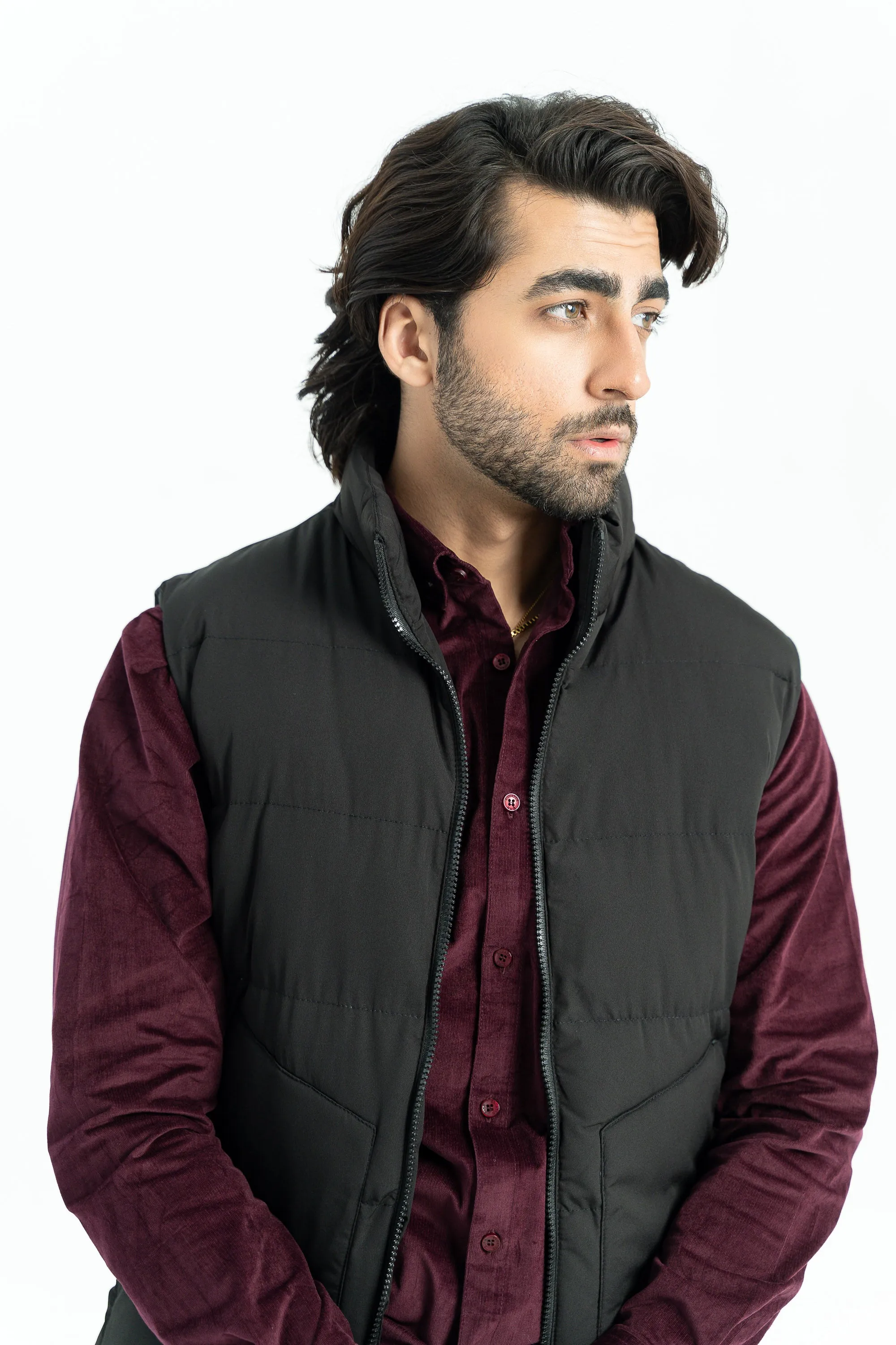 Black Quilted Bomber Jacket