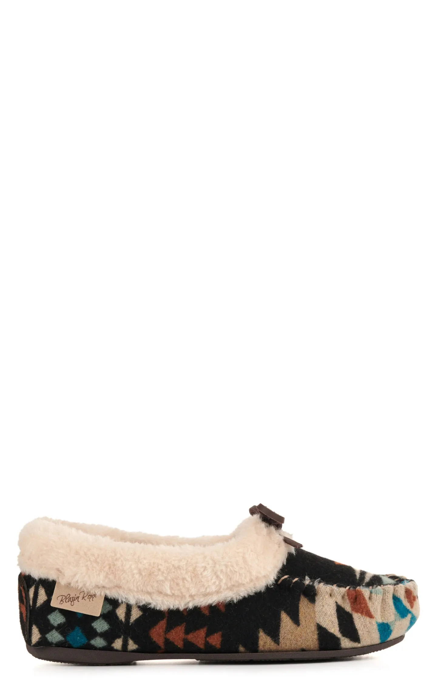Blazin Roxx Women's Lexi Black, Natural and Turquoise Southwest Print Moccasin Slipper