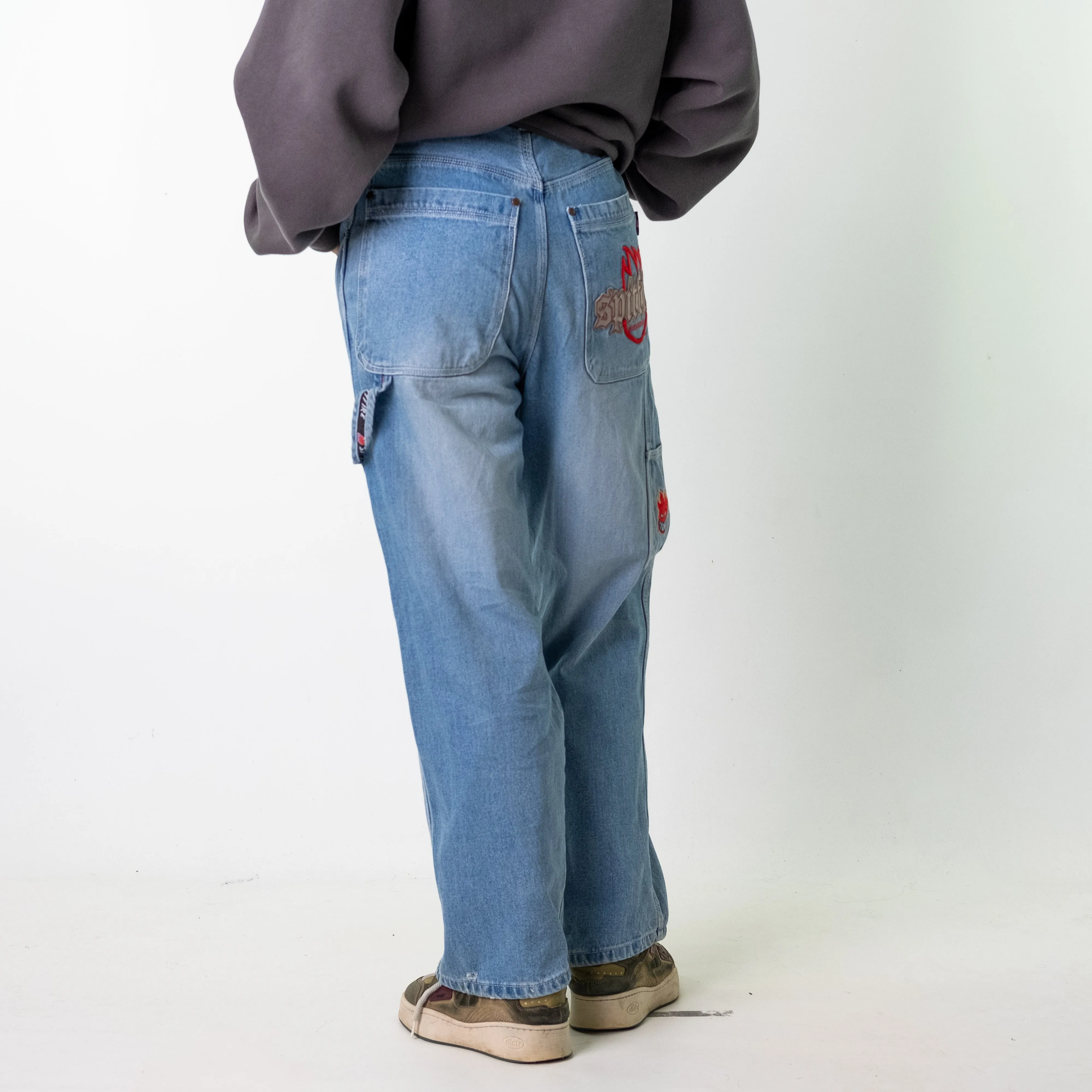 Blue Denim 90s Baggy Hip Hop  Cargo Skater Trousers Pants Jeans (29x31)