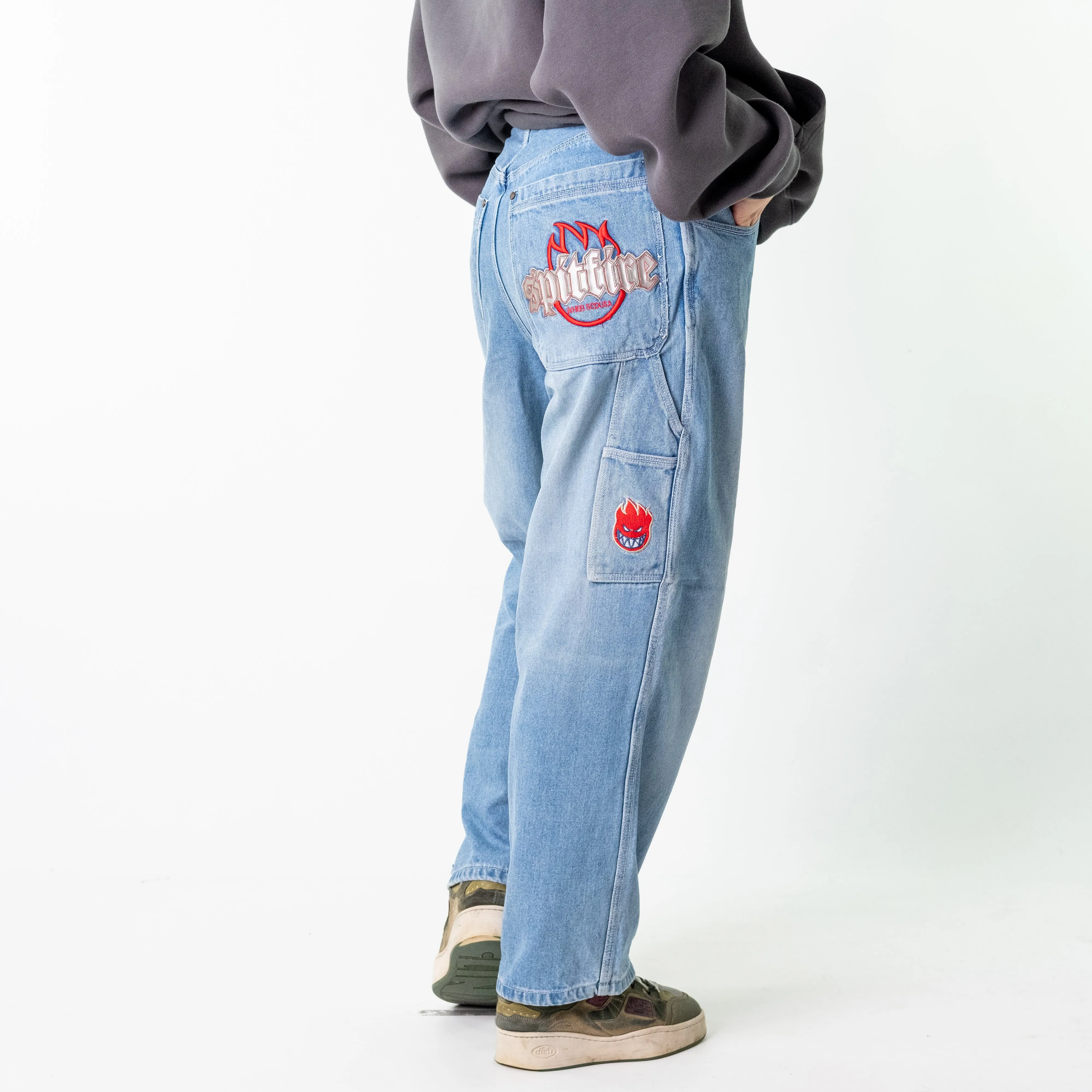 Blue Denim 90s Baggy Hip Hop  Cargo Skater Trousers Pants Jeans (29x31)