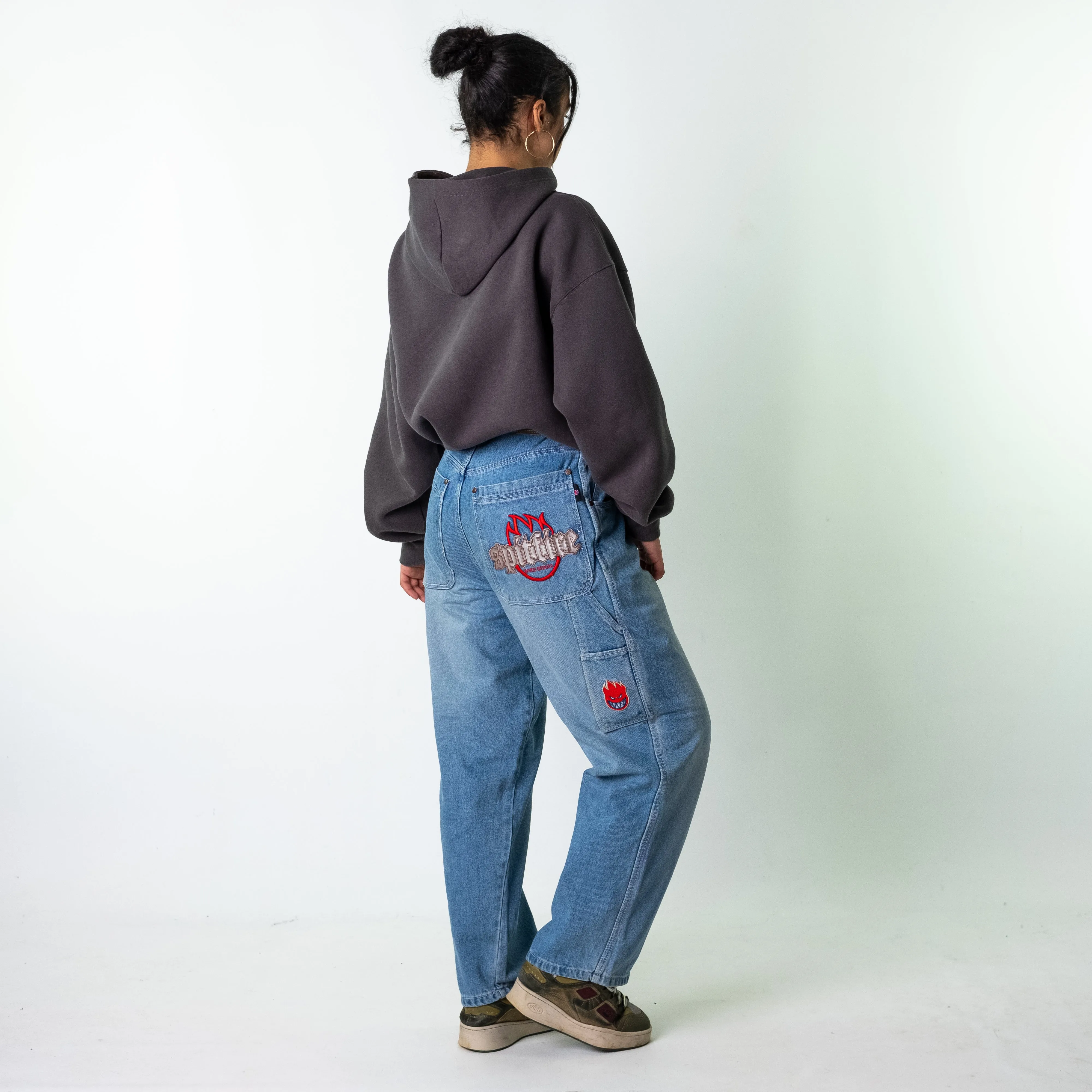 Blue Denim 90s Baggy Hip Hop  Cargo Skater Trousers Pants Jeans (29x31)