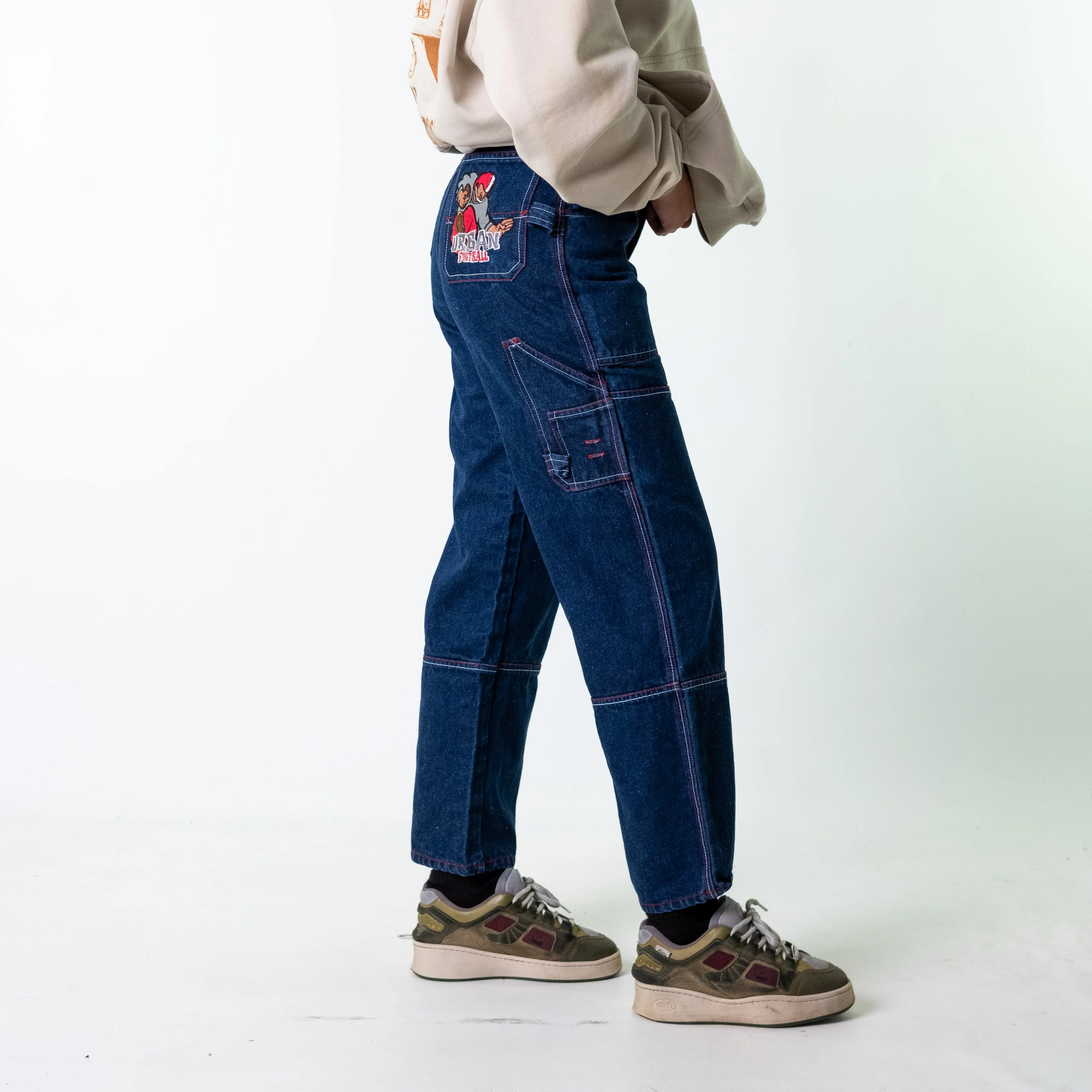 Blue Denim 90s Baggy Hip Hop Urban XS Cargo Skater Trousers Pants Jeans (28x32)