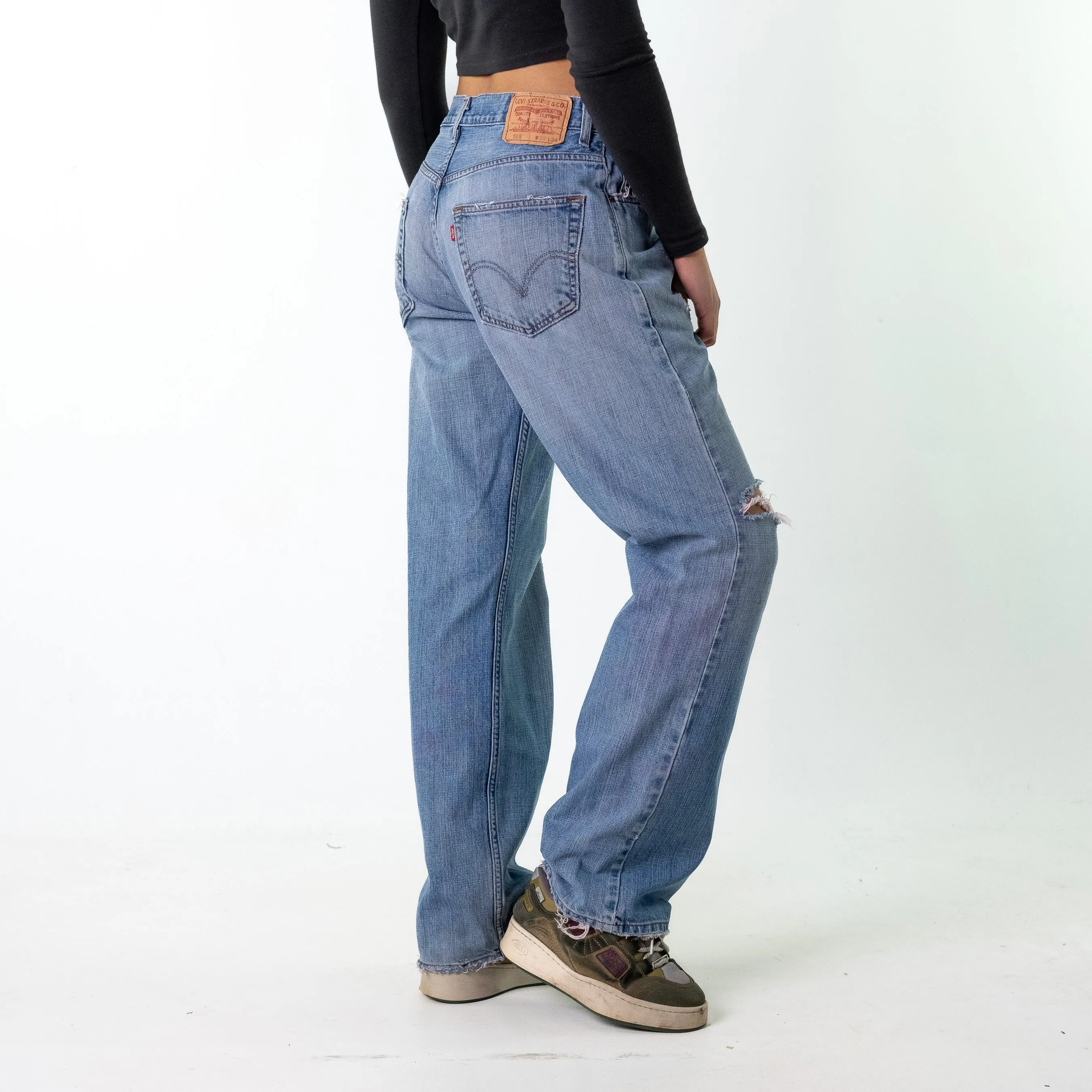 Blue Denim 90s Levi's 569 Cargo Skater Trousers Pants Jeans (30x34)