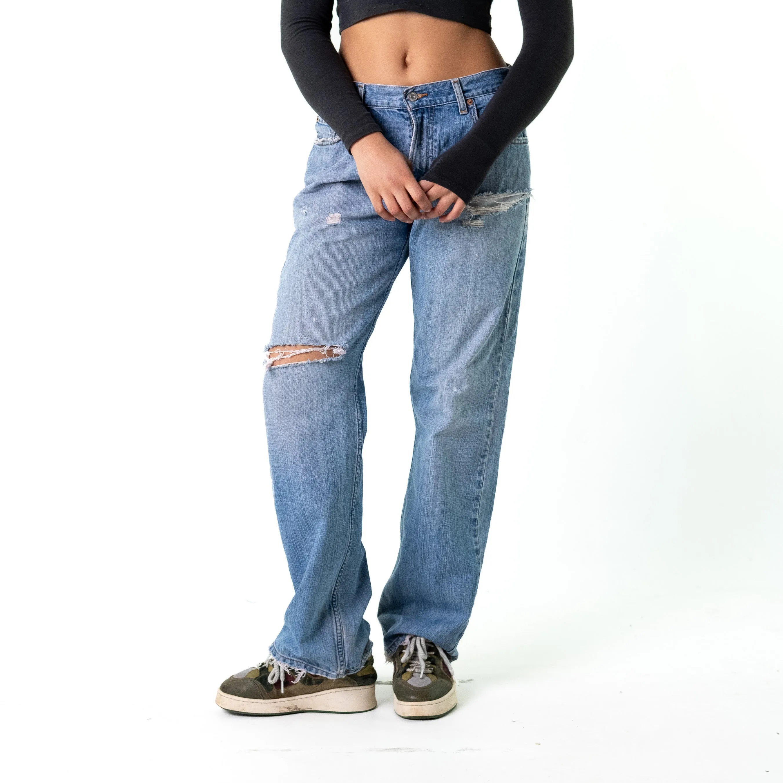 Blue Denim 90s Levi's 569 Cargo Skater Trousers Pants Jeans (30x34)