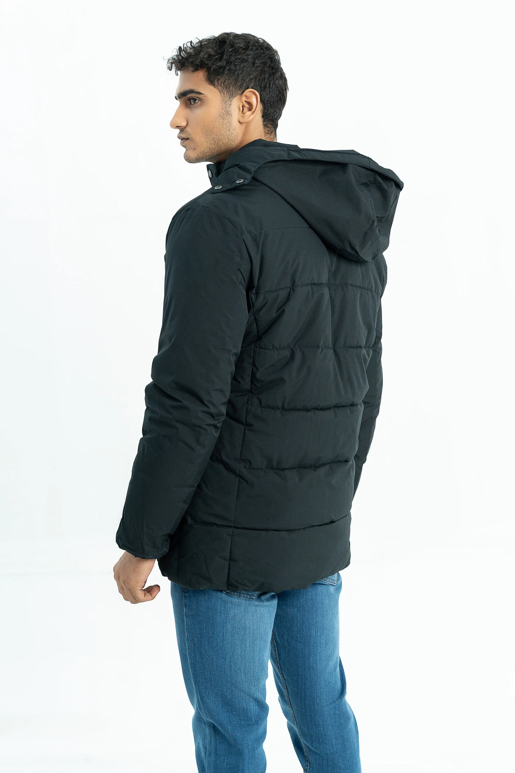 Blue Quilted Long Jacket