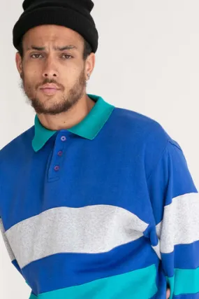 Blue Striped Polo Sweatshirt 1