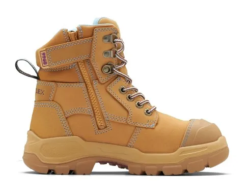 BLUNDSTONE 150mm RotoFlex Wheat Water-Resistant Nubuck Zip Sided Women's Safety Boot -**US SIZING**