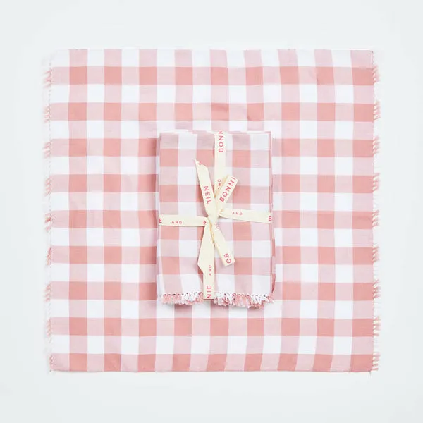 Bonnie & Neil- Gingham Pink Napkins Set/6