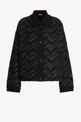Boucle Cardigan in Schwarz/Silber
