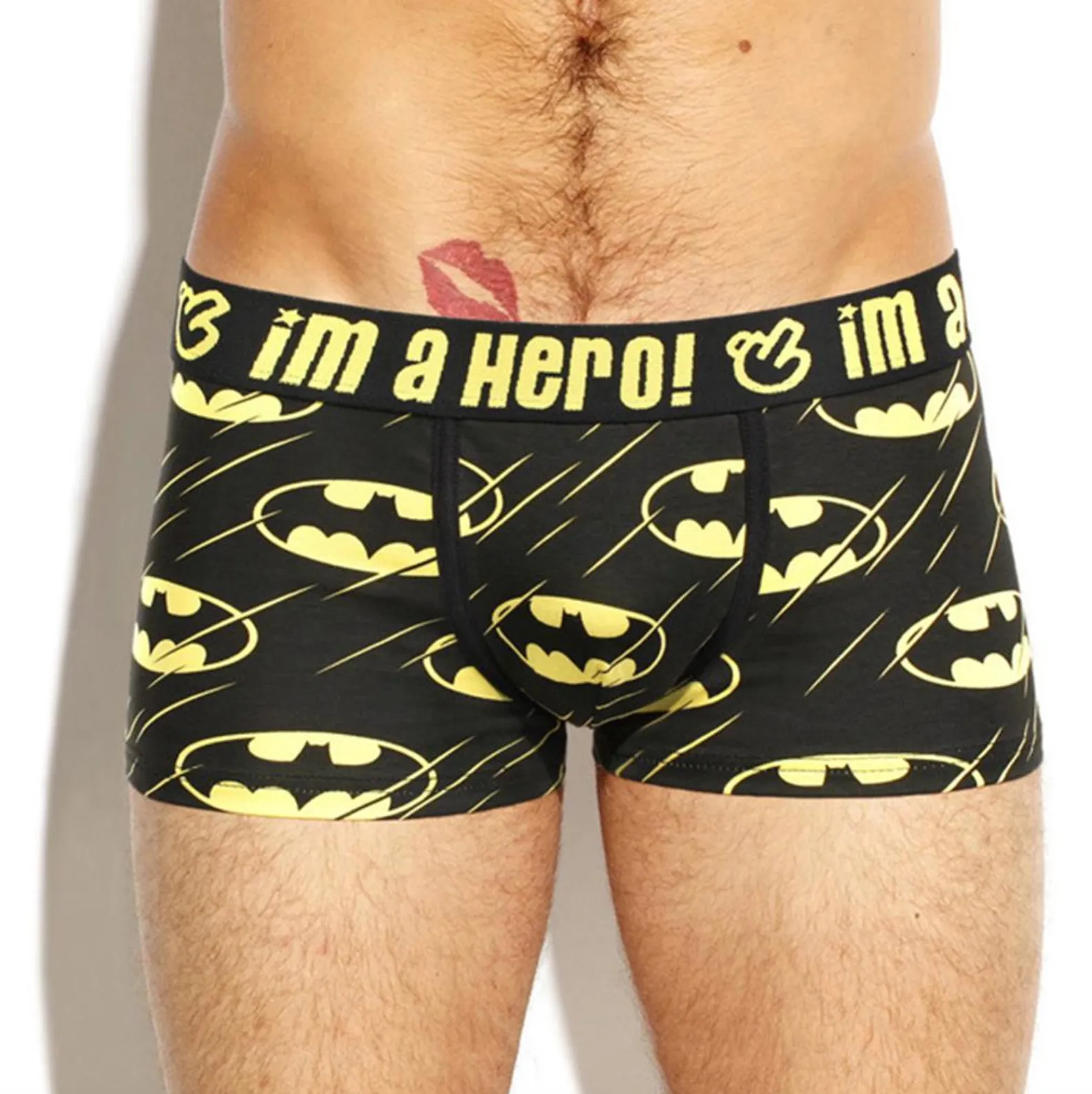 Boxer Pink Hero BATMAN en negro y amarillo superhéroe series