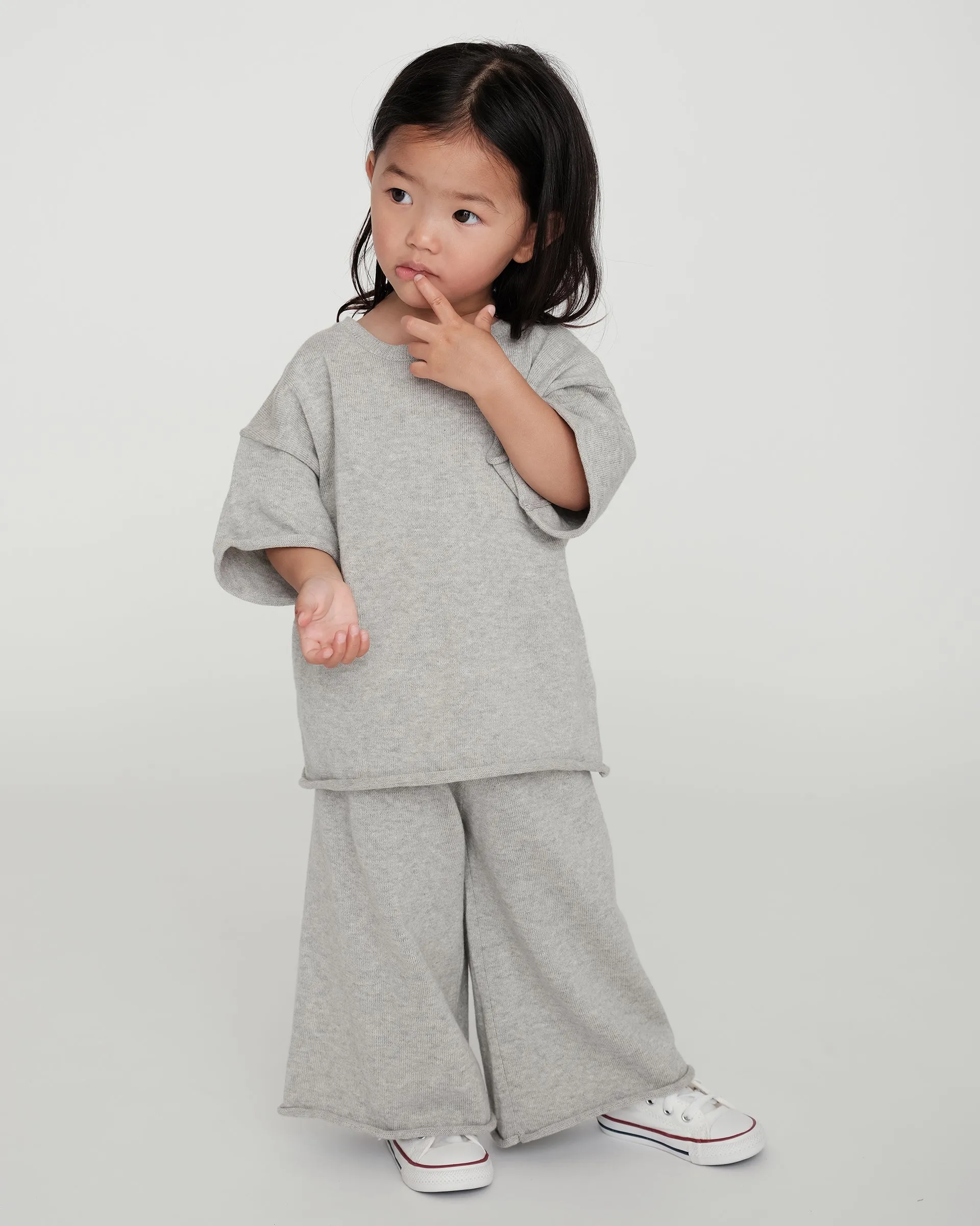 Boxy Cotton Wide Pants | Heather Grey