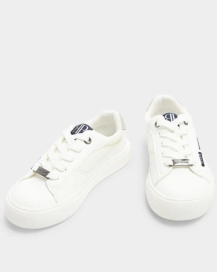Boys white side tape trainers