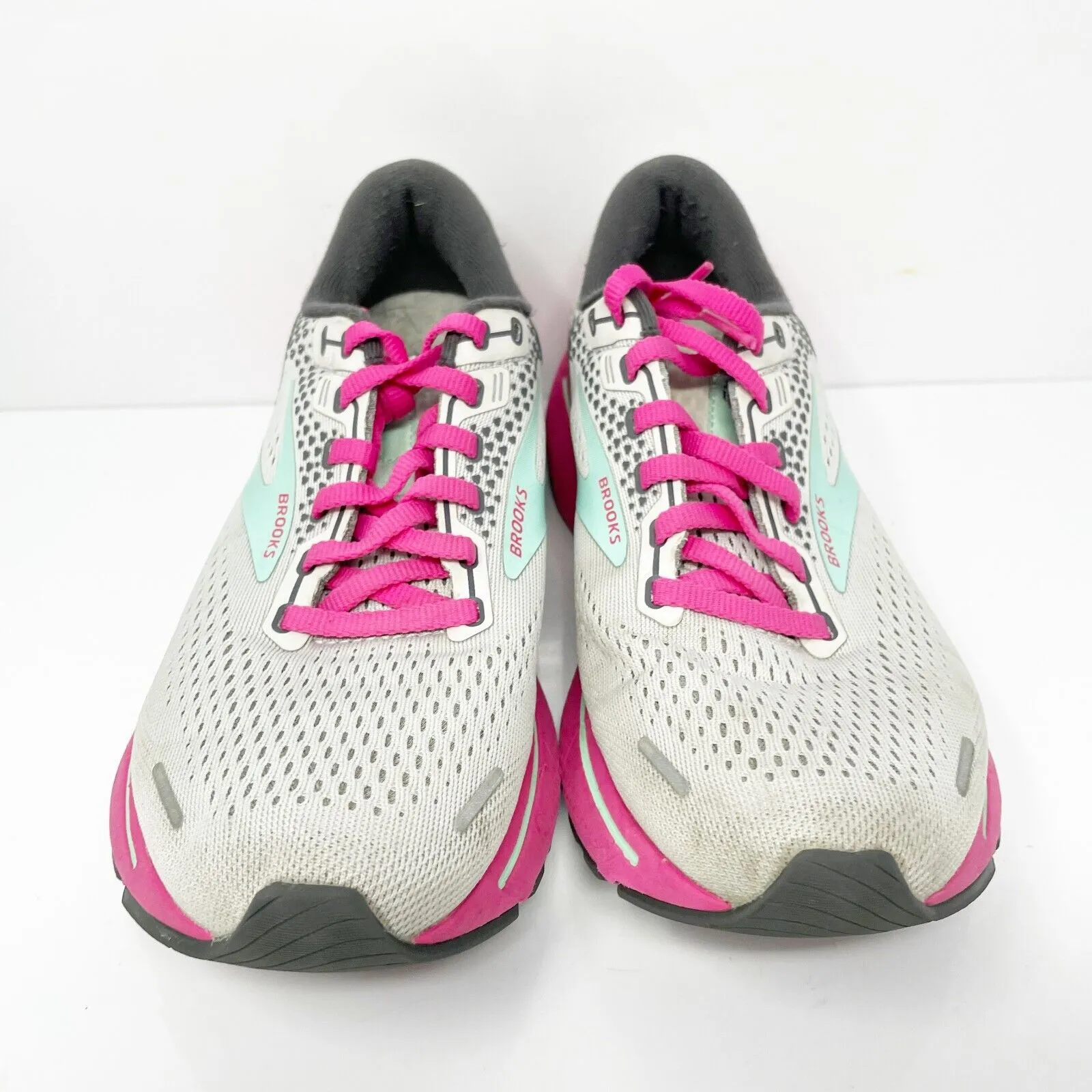 Brooks Womens Ghost 14 1203561B024 White Running Shoes Sneakers Size 8 B