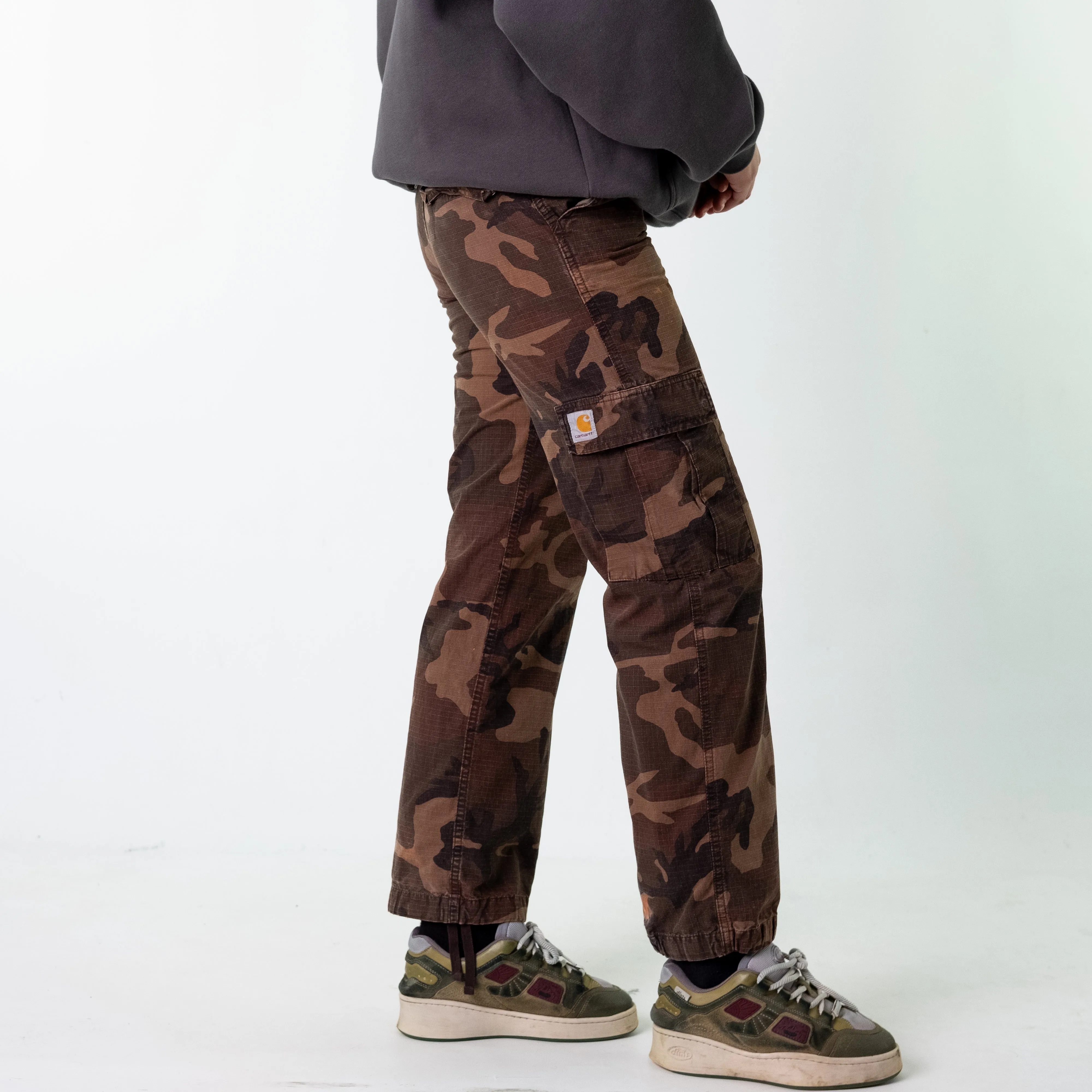 Brown 90s Carhartt Camo Cargo Skater Trousers Pants Jeans (28x30)