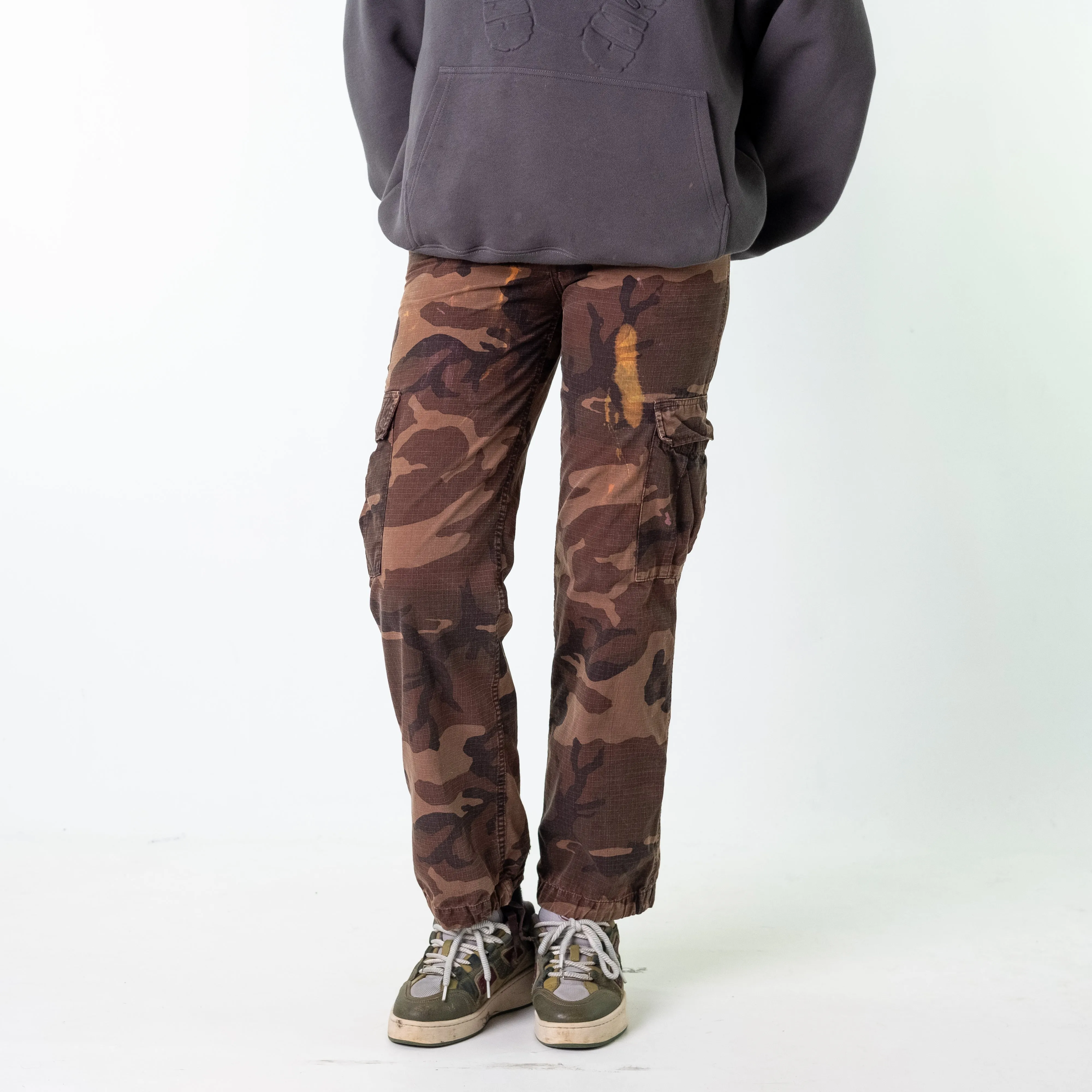 Brown 90s Carhartt Camo Cargo Skater Trousers Pants Jeans (28x30)