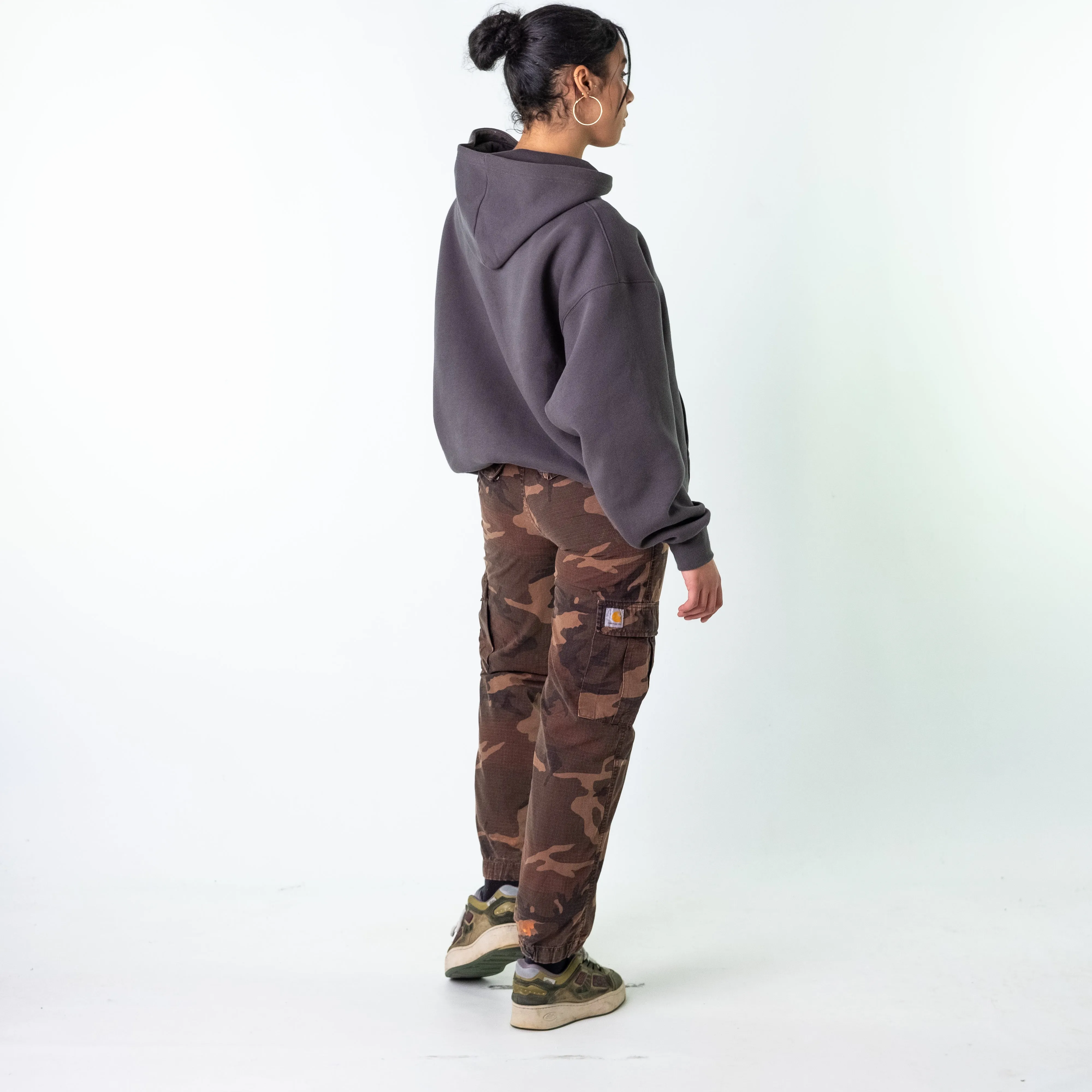 Brown 90s Carhartt Camo Cargo Skater Trousers Pants Jeans (28x30)