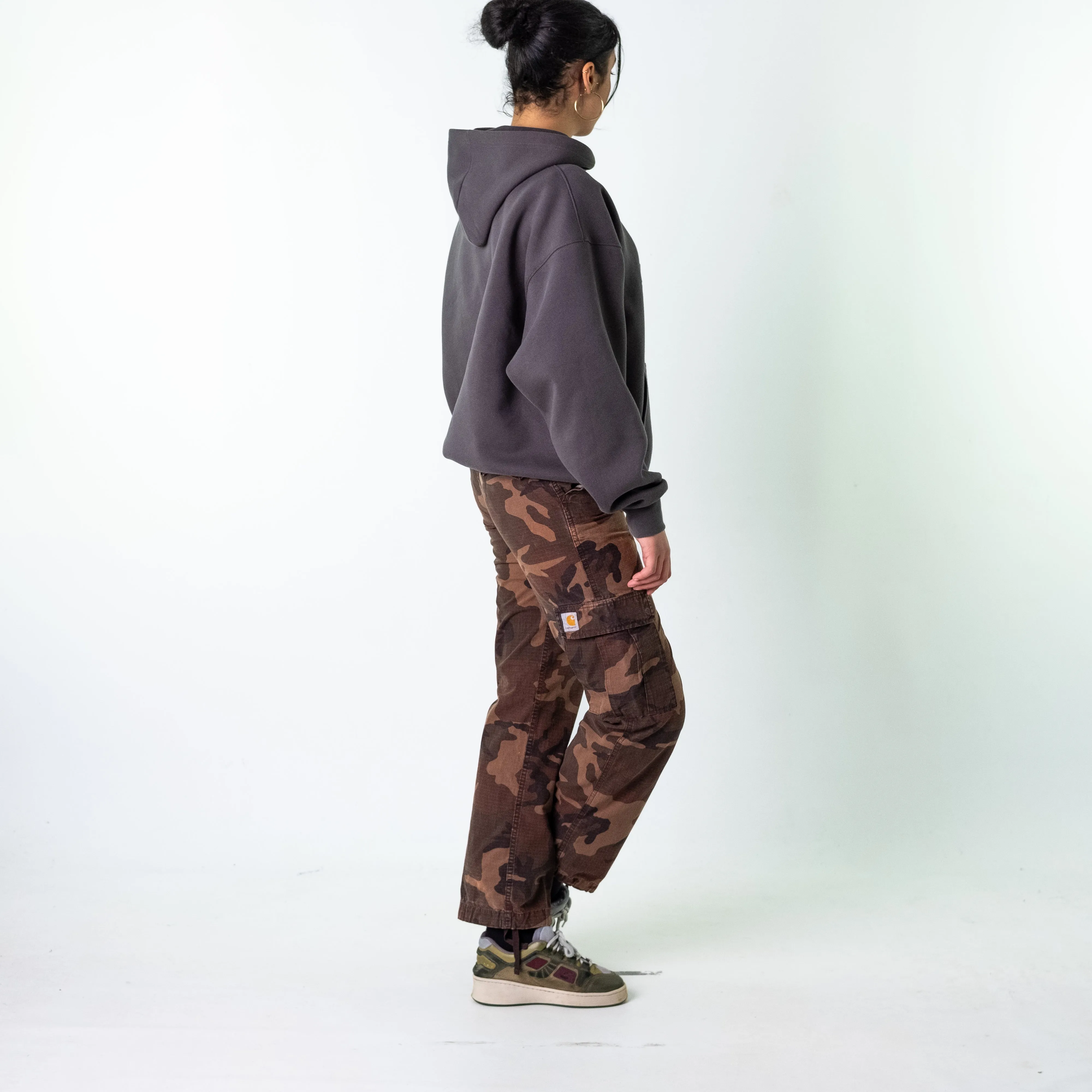 Brown 90s Carhartt Camo Cargo Skater Trousers Pants Jeans (28x30)