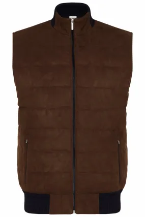 Bugatti Knit/Faux Suede Vest Brown