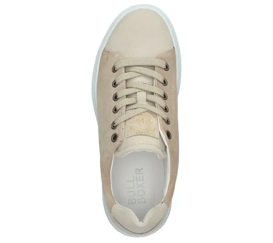 BULLBOXER women's sneakers, real leather sneakers, made in Portugal with removable footbed 807020E5L beige
