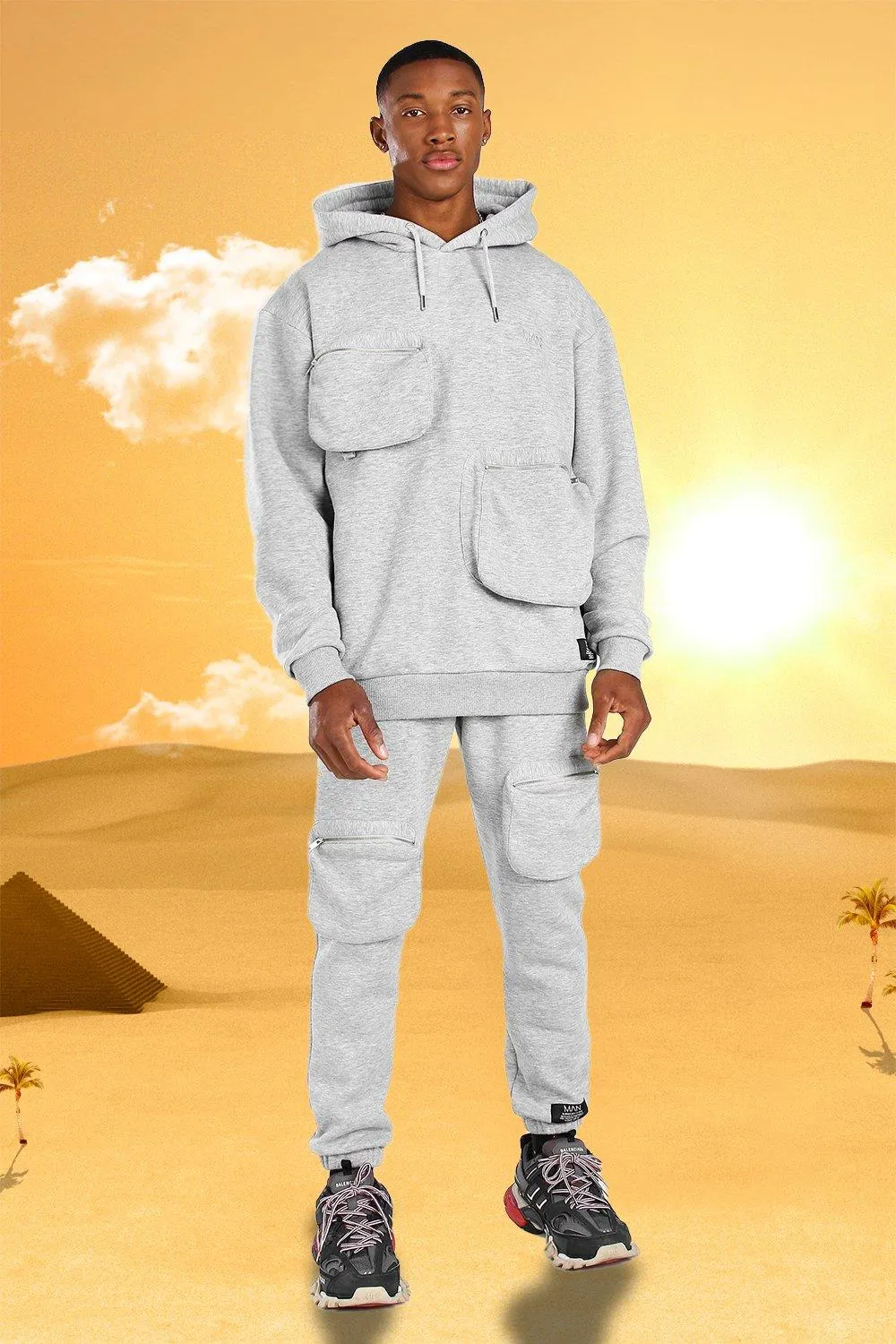 Burna Boy 3D Pocket Tracksuit With Back Print | boohooMAN UK