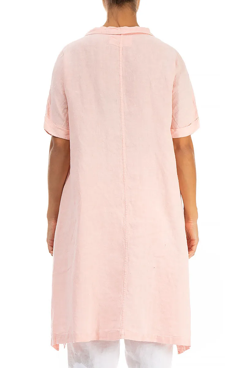 Buttoned Peach Pink Linen Tunic