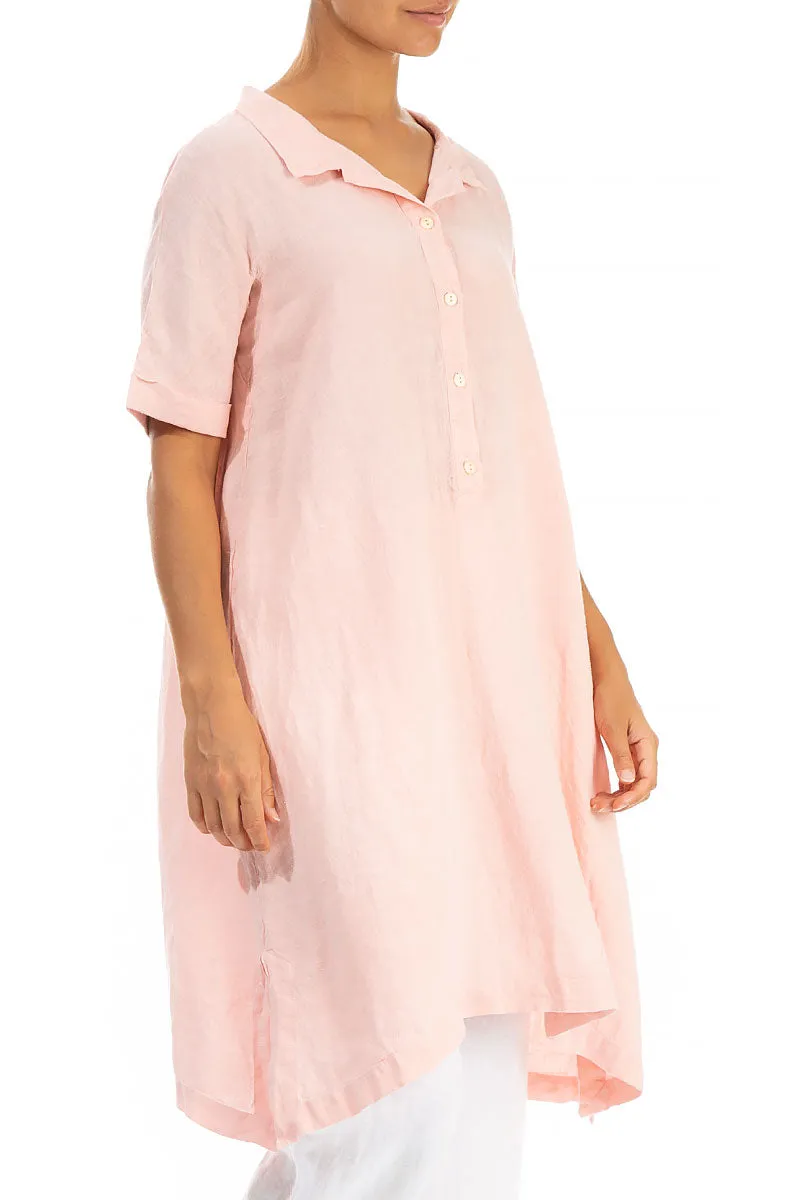 Buttoned Peach Pink Linen Tunic
