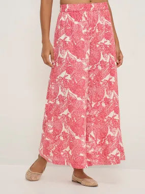 Buy Utsa Pink Leaf Printed High-Rise Palazzos from Westside