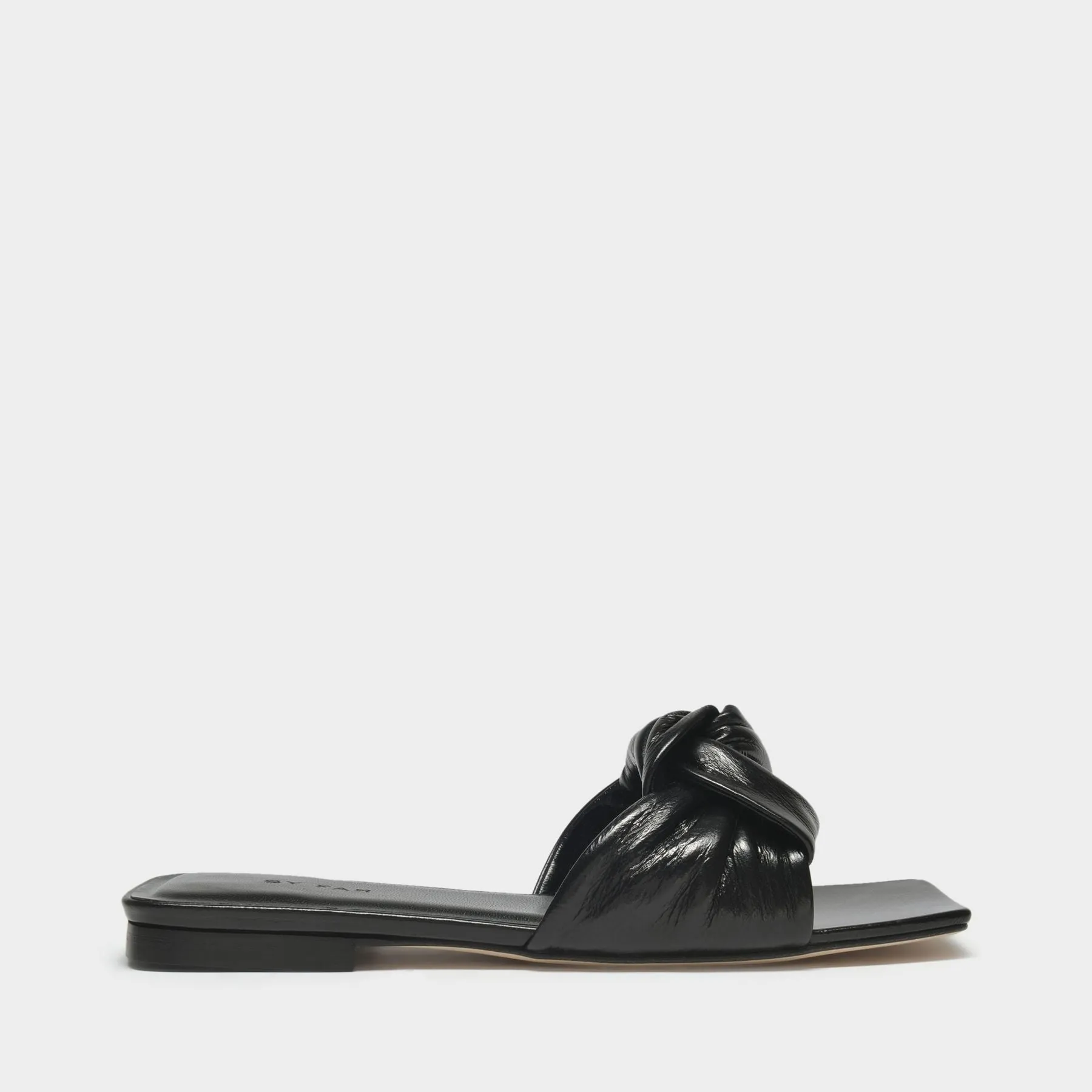 By Far  Lima Sandals in Black Smooth Leather